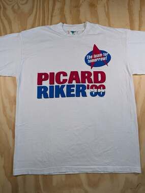 Vintage Star Trek Picard Riker '96 campaign T-Shirt